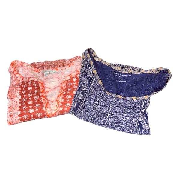 Lucky Brand Women’s 2X Blue and Orange Tops Lot of 2 - Picture 1 of 8